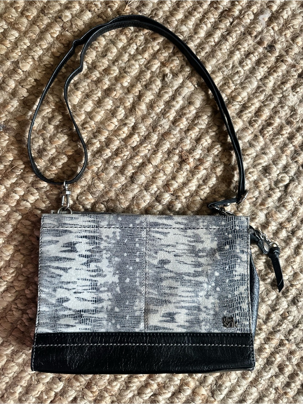 The Sak Black & White Snake Print Crossbody Bag